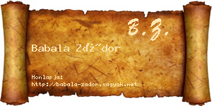 Babala Zádor névjegykártya
